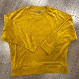 Aerie Mustard Sweater Pullover Crewneck Velvet